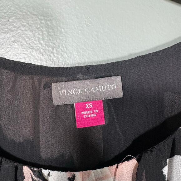 Vince Camuto Women's Black & Pink Floral Romantic Boho Top - Size XS - Career - Picture 5 of 7